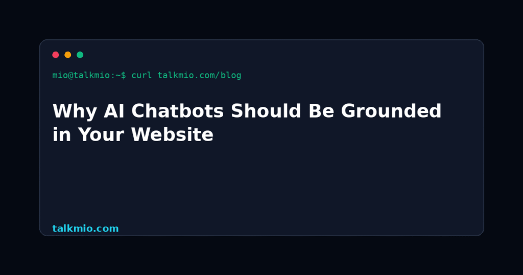 AI chatbot grounded in your website answers explained terminal graphic