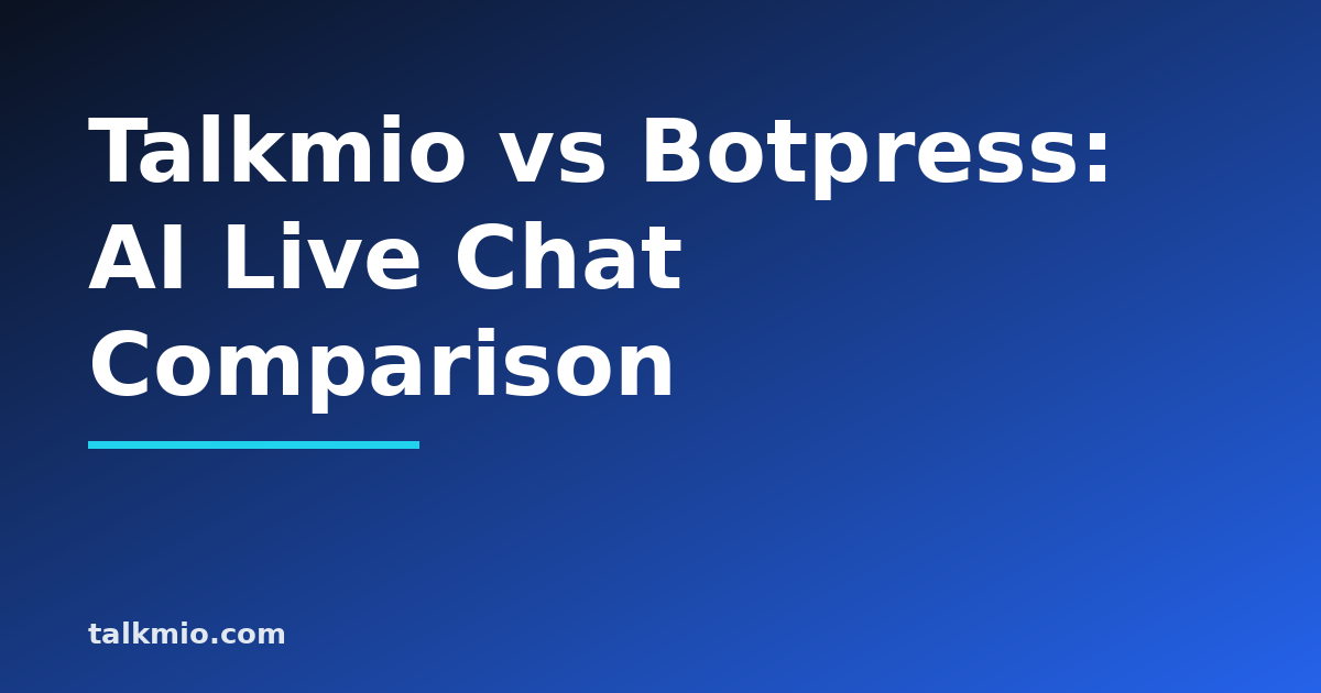 Talkmio vs Botpress: AI live chat compared with a chatbot builder