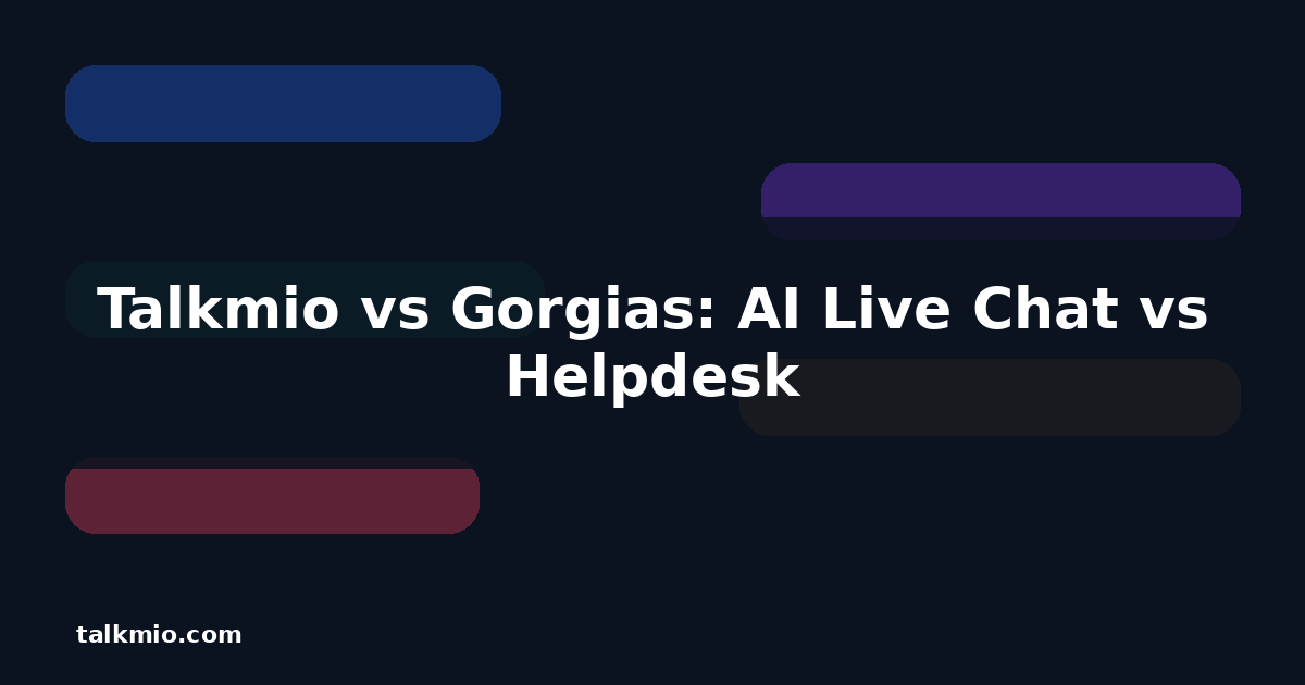 Talkmio vs Gorgias AI live chat vs helpdesk comparison cover image