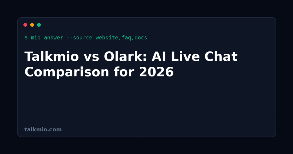 Talkmio vs Olark AI live chat comparison featured image