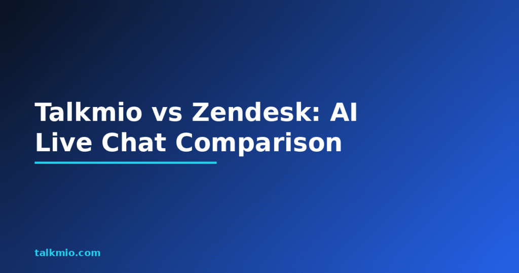 Talkmio vs Zendesk AI live chat comparison graphic