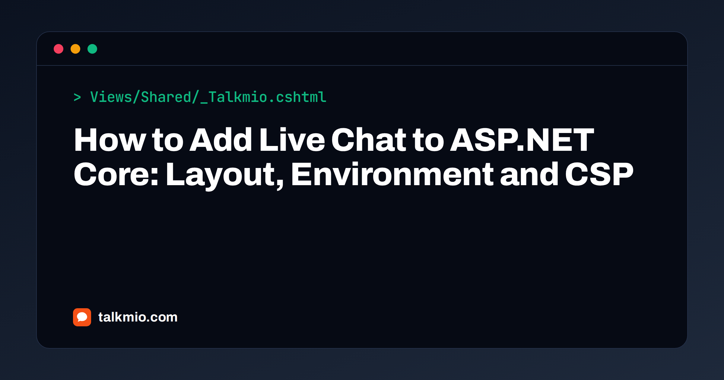 Add live chat to ASP.NET Core: a shared layout rendering a Talkmio chat partial only in the production environment