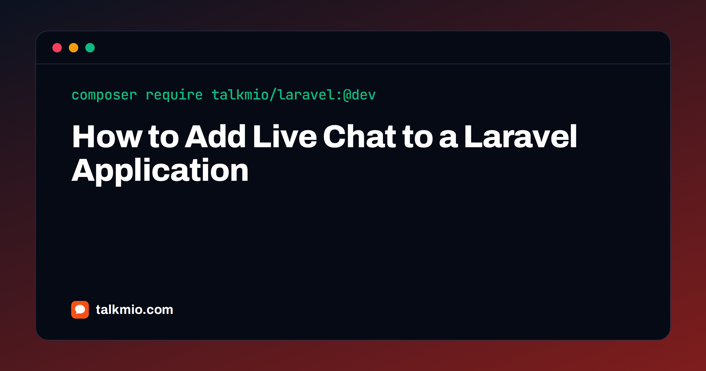 Add live chat to Laravel with the x-talkmio Blade component and site key in the env file