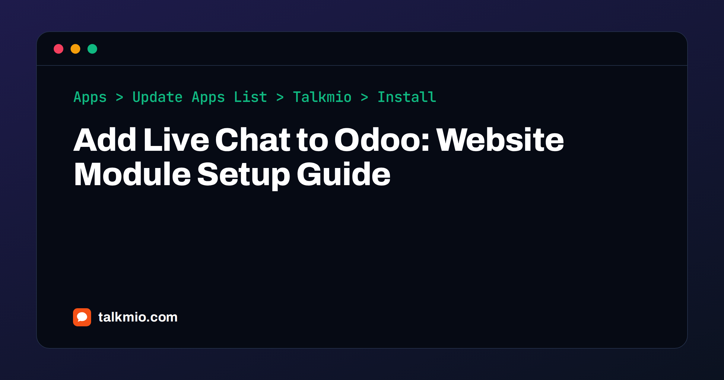Add live chat to Odoo: Talkmio AI Live Chat settings under Website configuration with the site key field