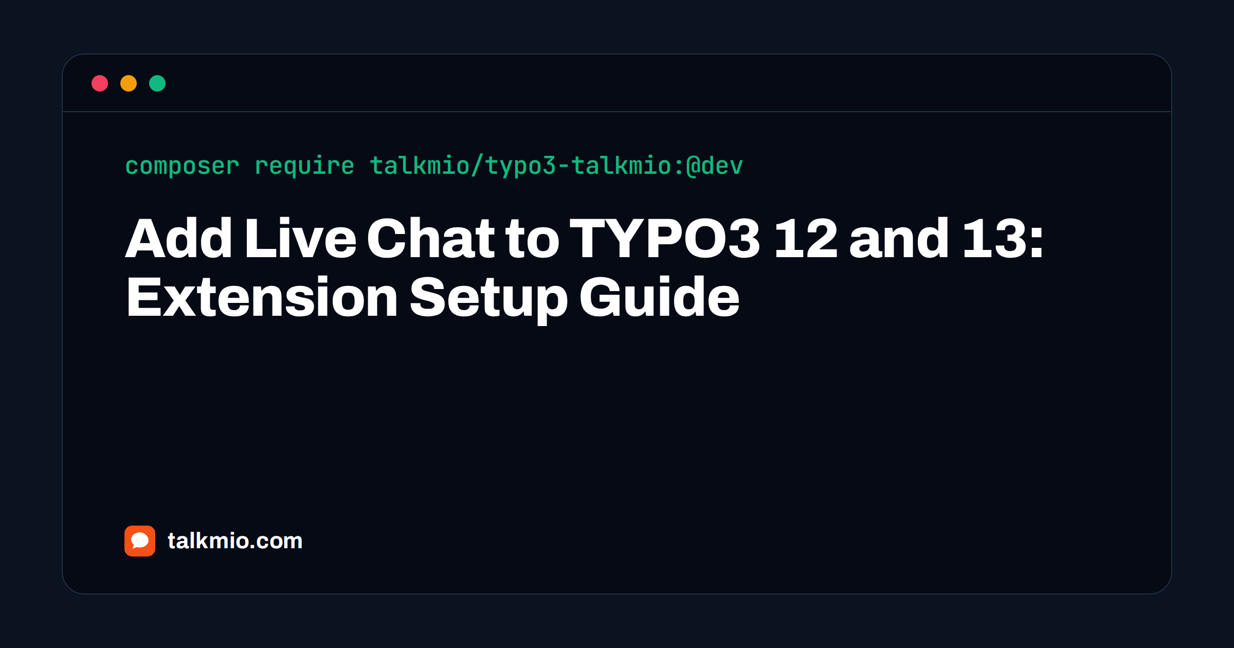 Add live chat to TYPO3: extension configuration screen with the Talkmio site key field