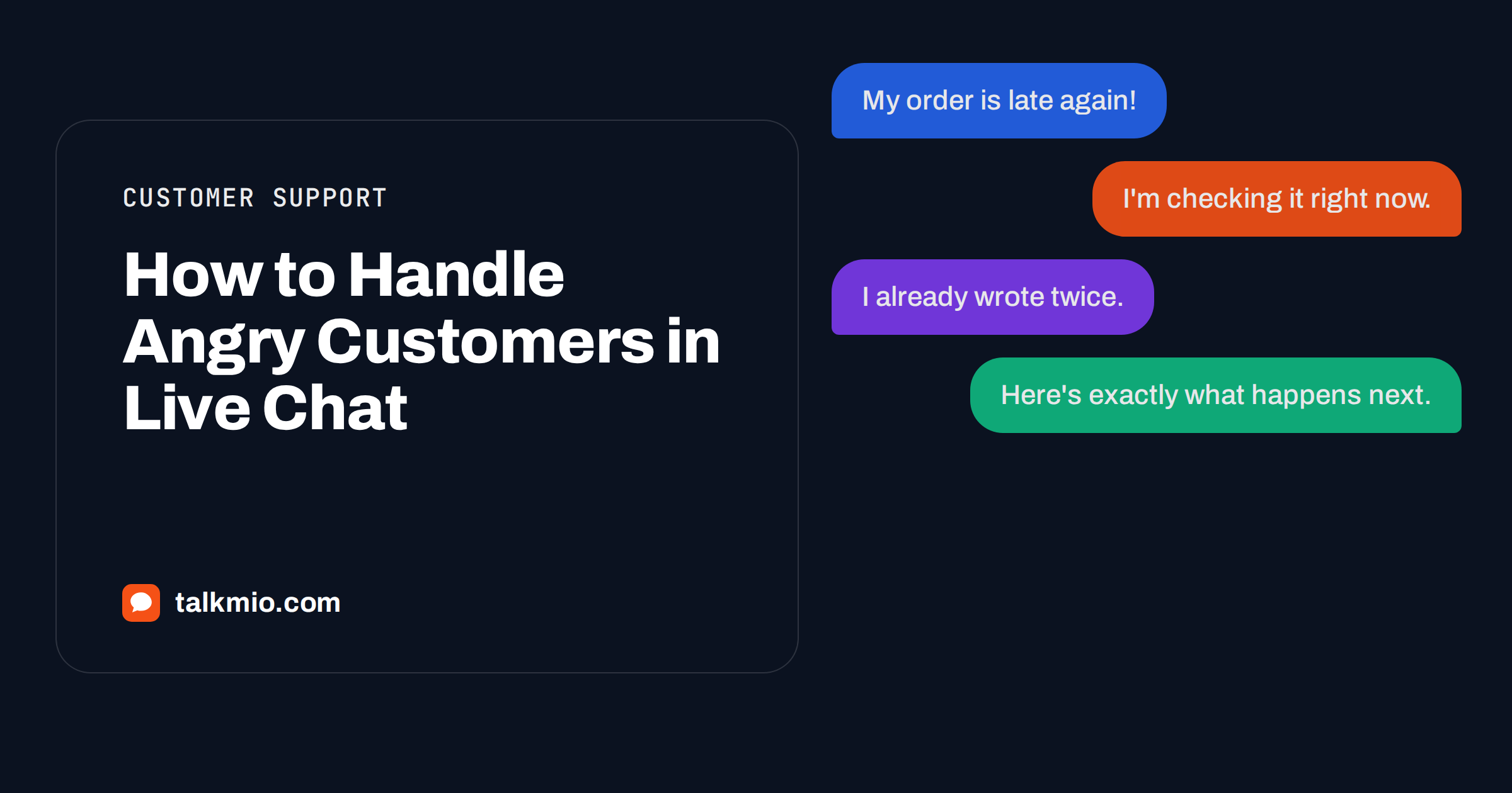 Support agent handling angry customers in live chat with calm replies