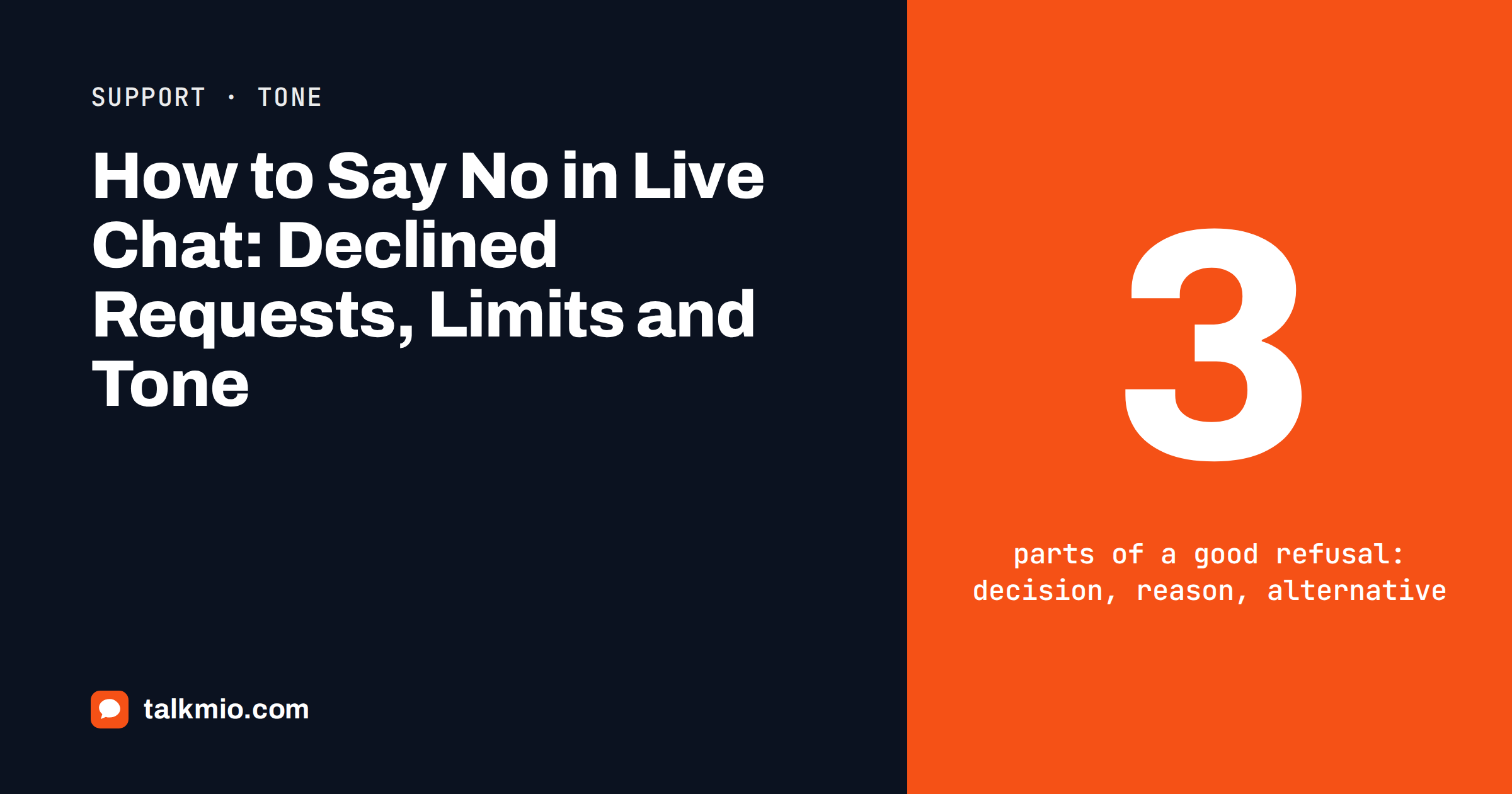 How to say no in live chat: a polite declined request message with a suggested alternative on a chat screen