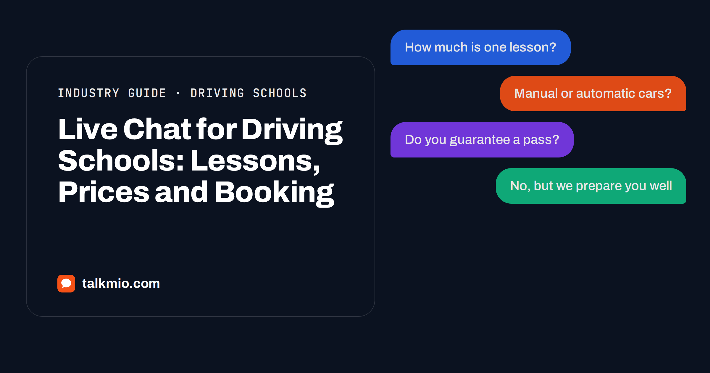 Live chat for driving schools answering lesson price and booking questions
