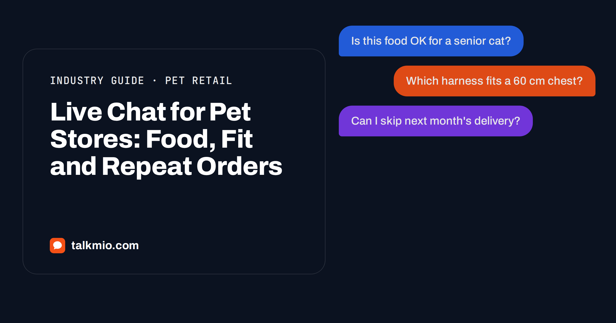 Live chat for pet stores answering a dog food and harness size question