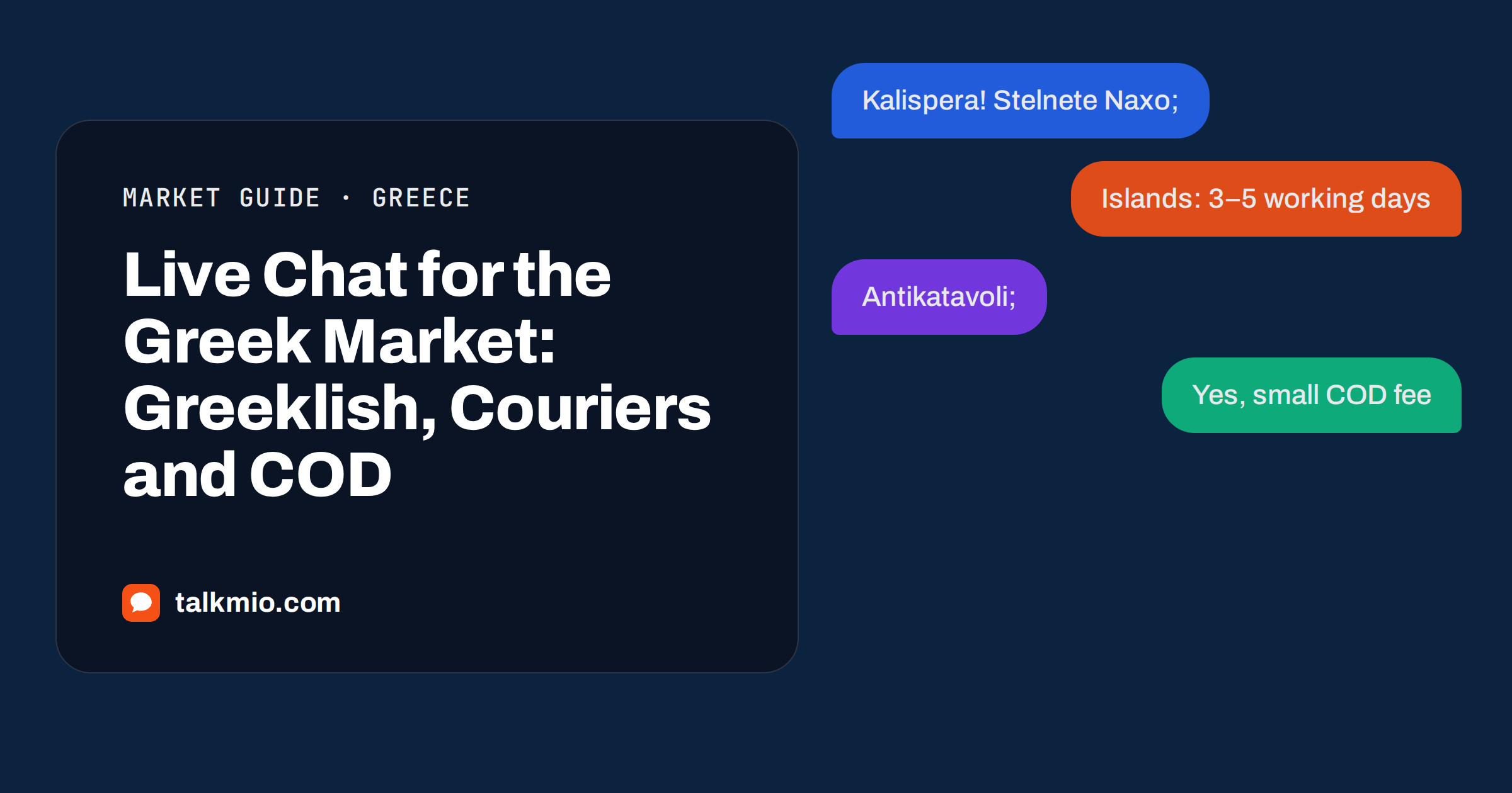 Live chat for the Greek market answering a delivery question in Greek