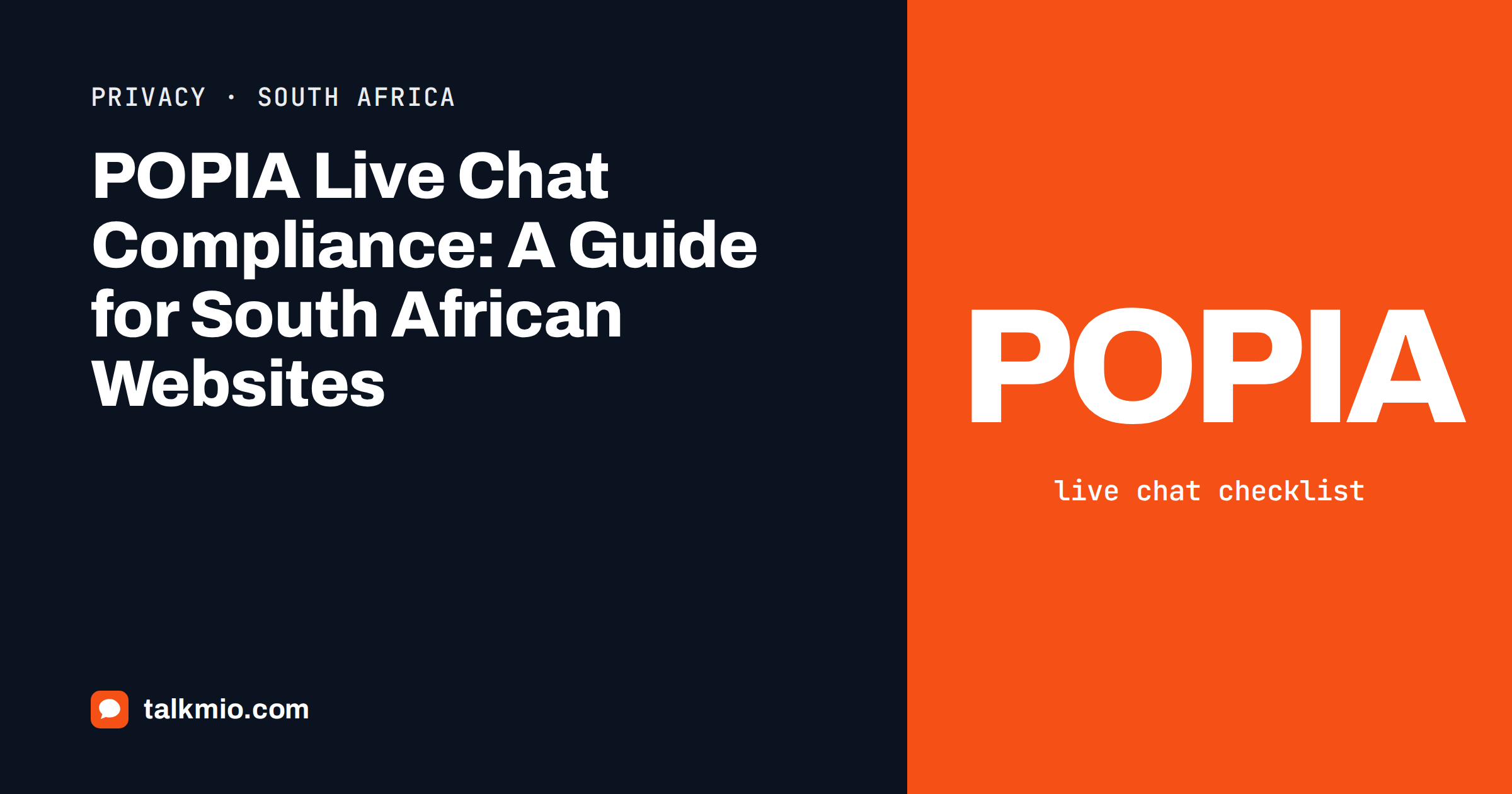 POPIA live chat compliance: a checklist beside a chat window for a South African website