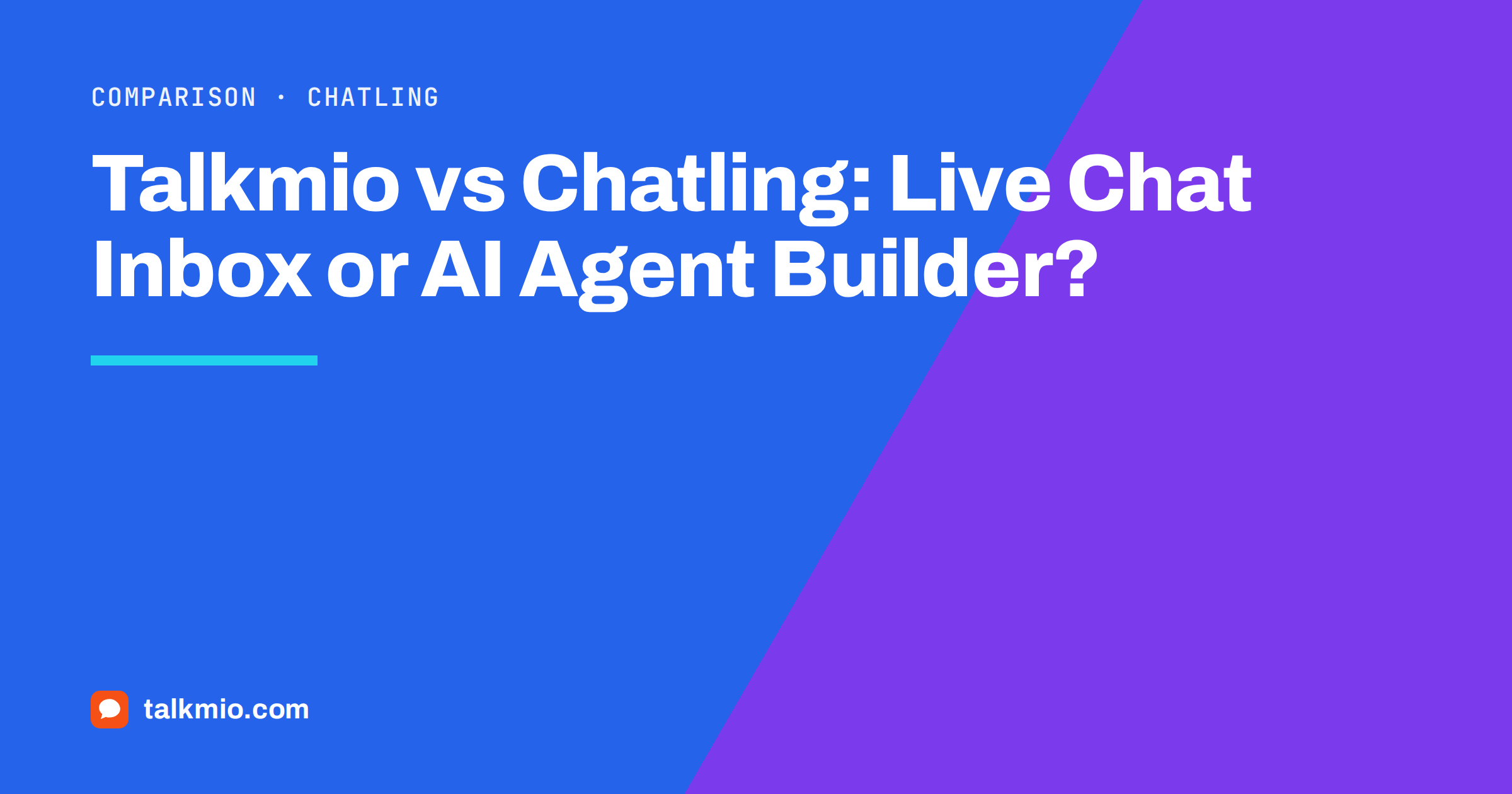 Talkmio vs Chatling: two chat widgets side by side comparing a support inbox with an AI agent builder